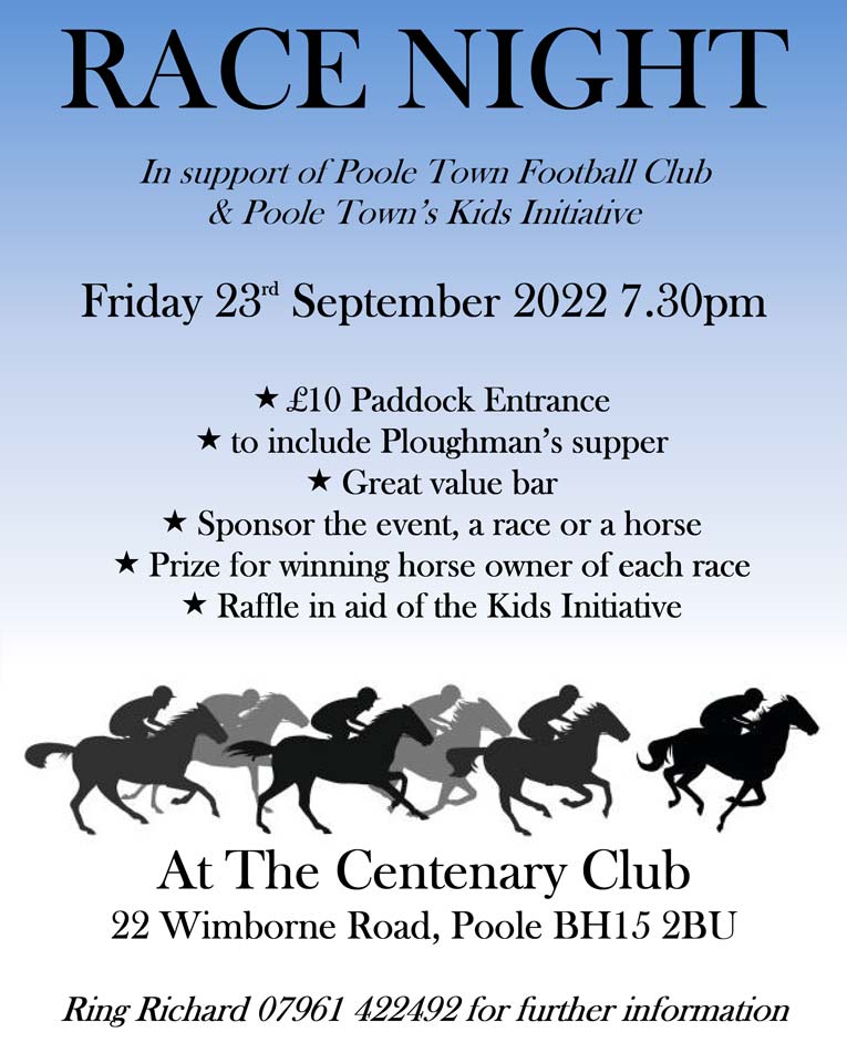 RACE NIGHT 22 flyer The Centenary Club